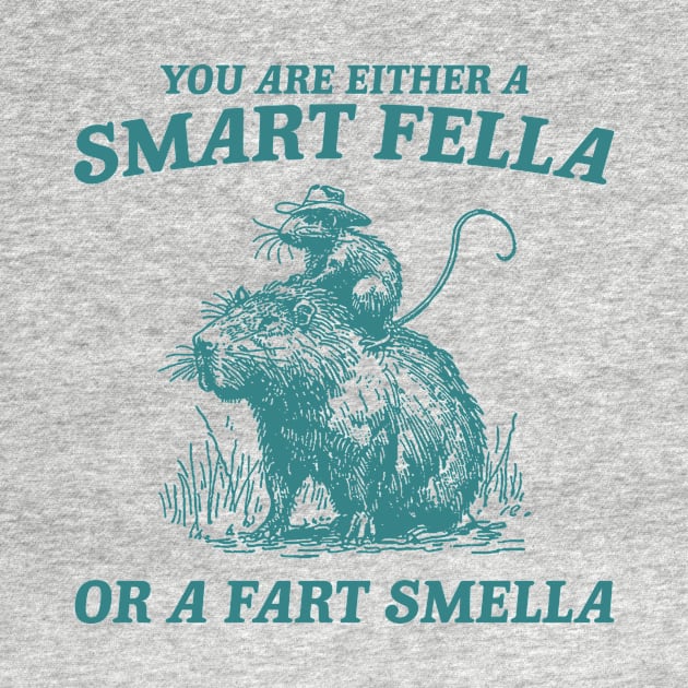 Are You A Smart Fella Or Fart Smella Vintage Shirt, Funny Rat Riding Cabybara by ILOVEY2K